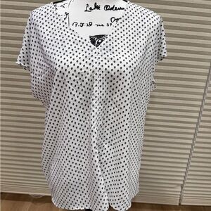 Polka Dot V-Neck Women's Top L